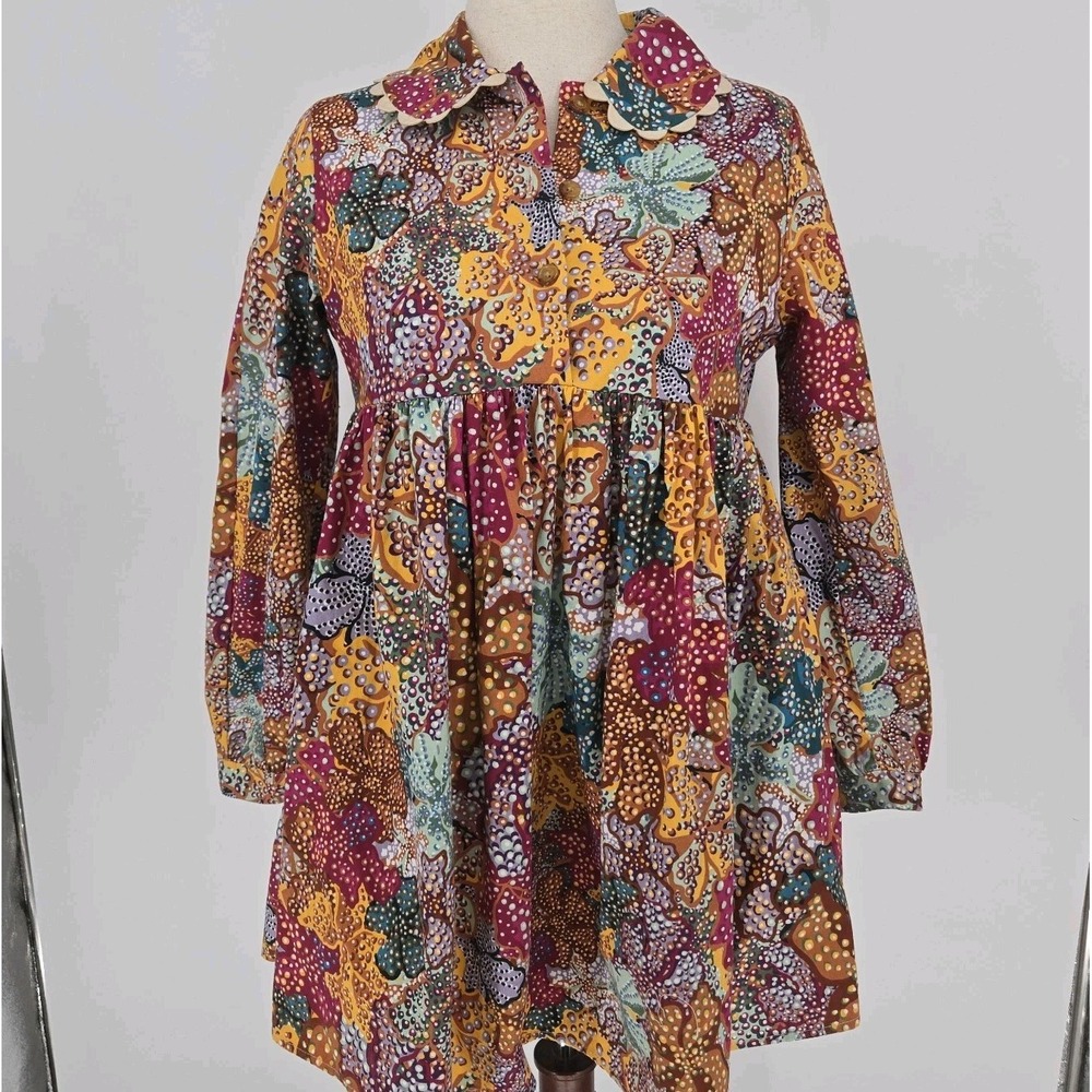 Kika Vargas by Target Anemone Floral Dress Plus XS Lagenlook Babydoll Floral EUC
